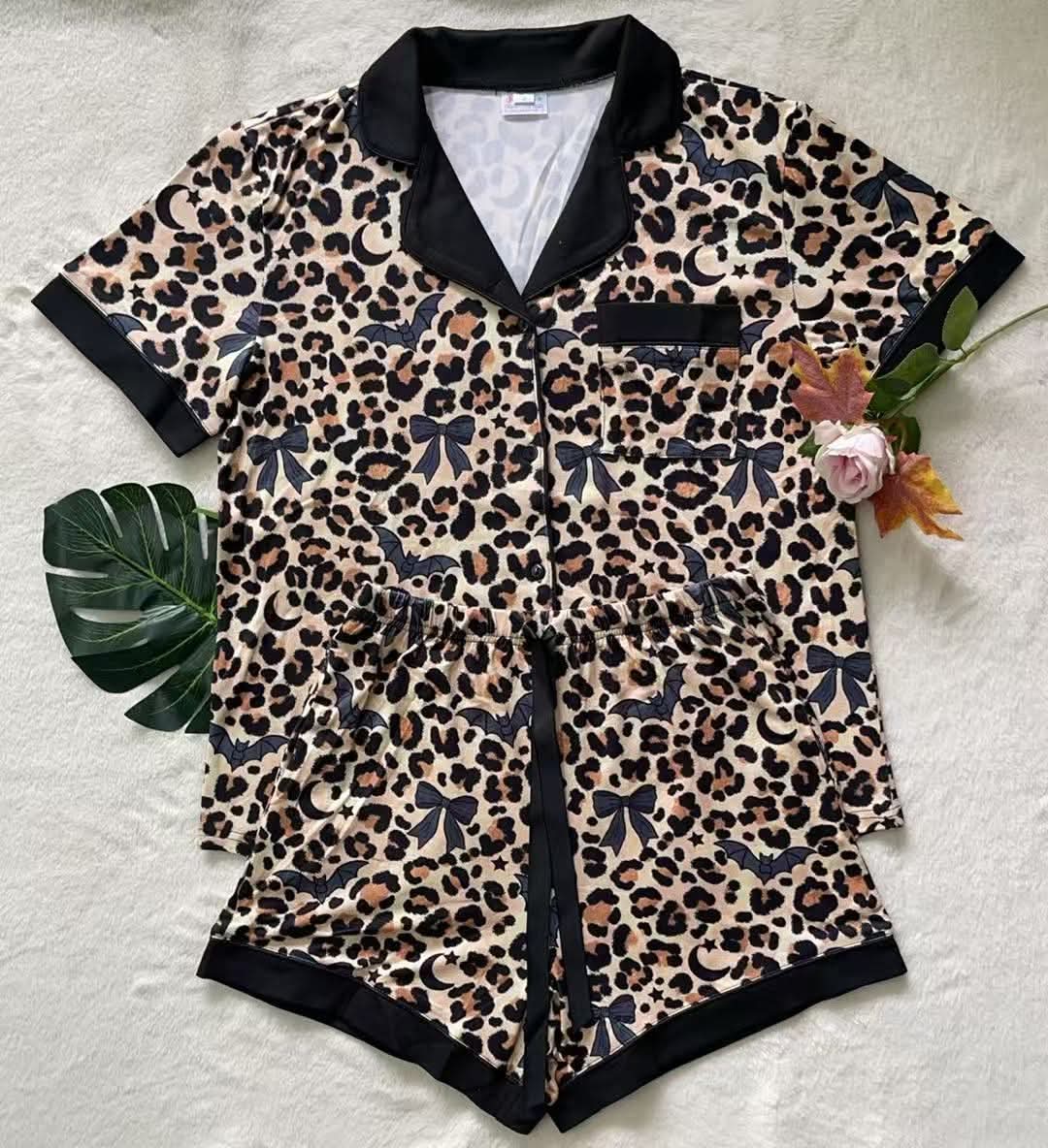 Leopard Bats & Bows Shirley Short PJ Preorder *free gift with purchase*