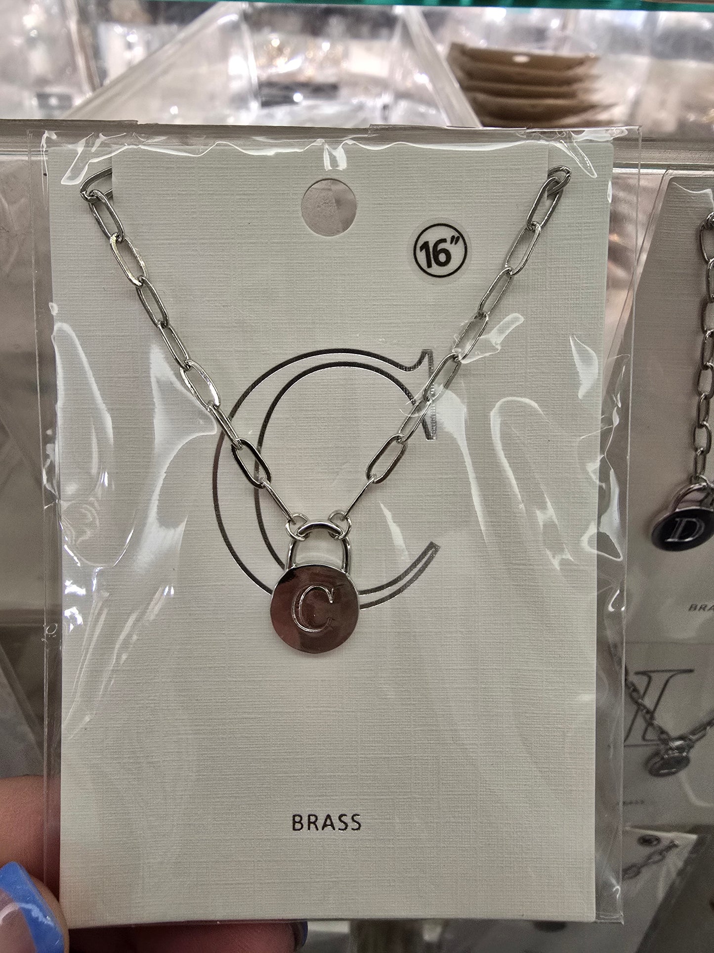 Paperclip Lock Initial Necklace