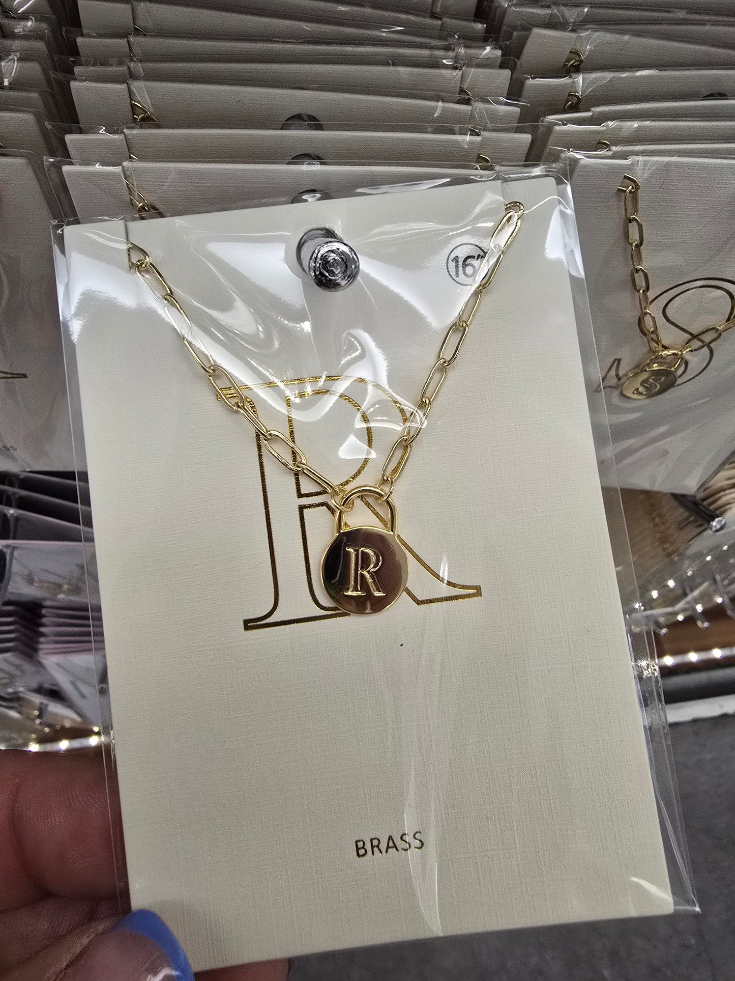 Paperclip Lock Initial Necklace