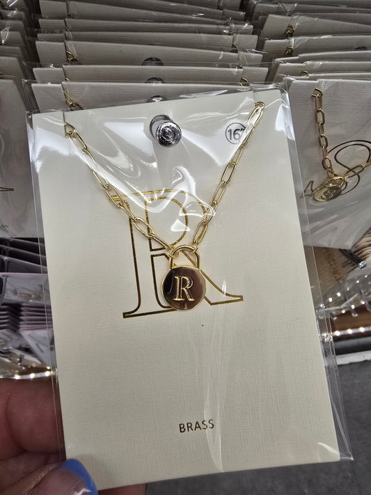 Paperclip Lock Initial Necklace