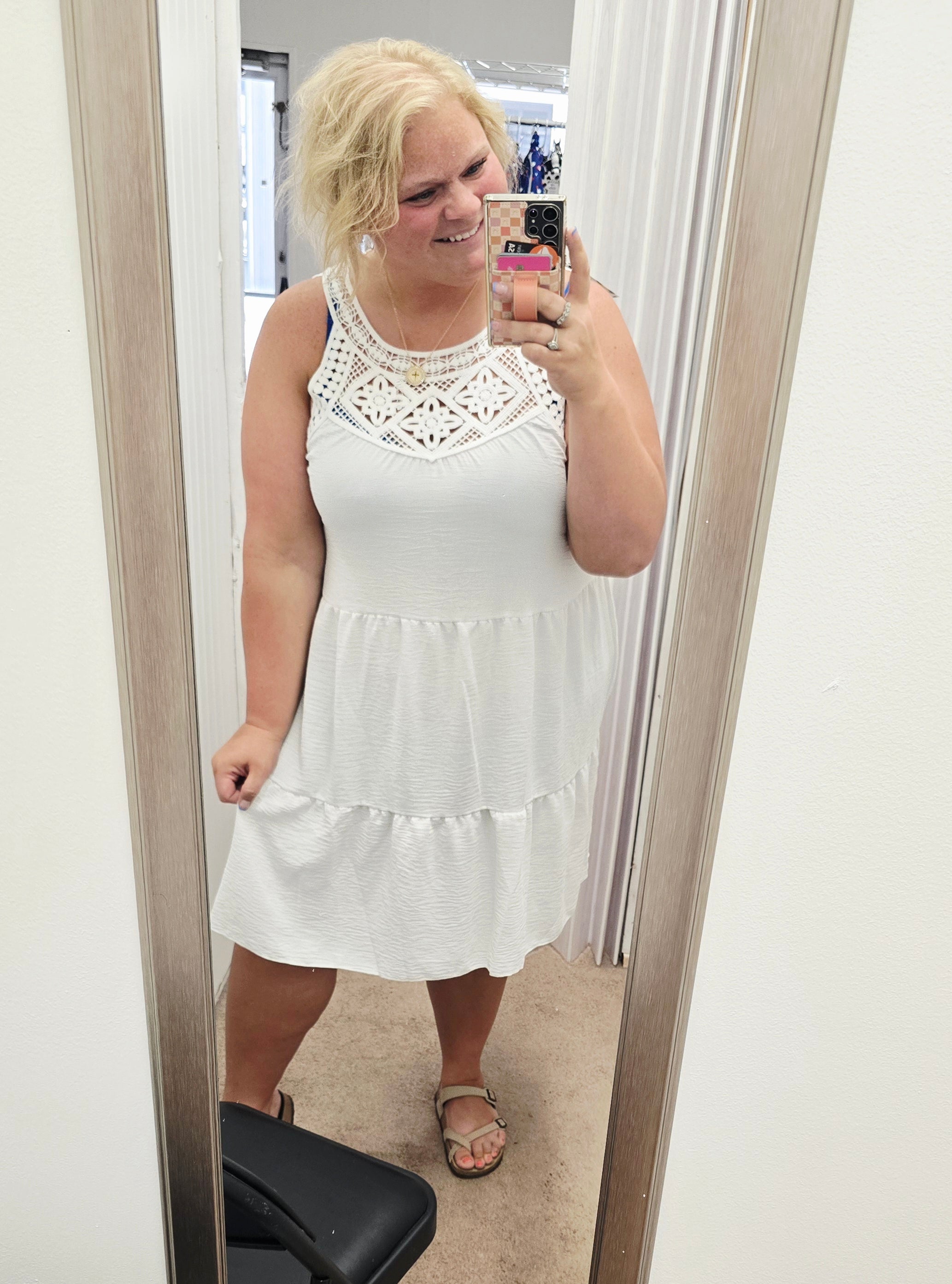 White Lace Trim Dress