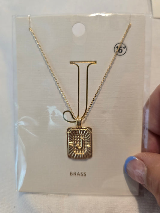 Solid Square Initial Necklace
