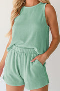 Mint Ribbed Short Set