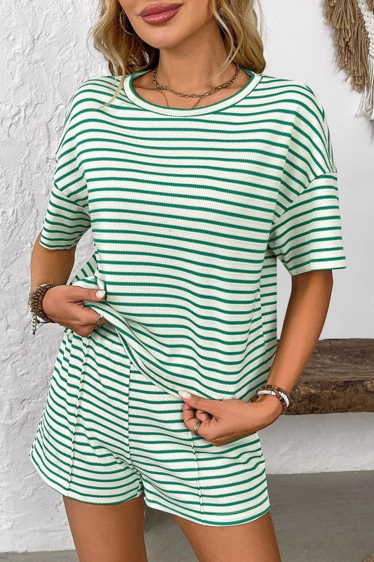 Green Stripe Short Set