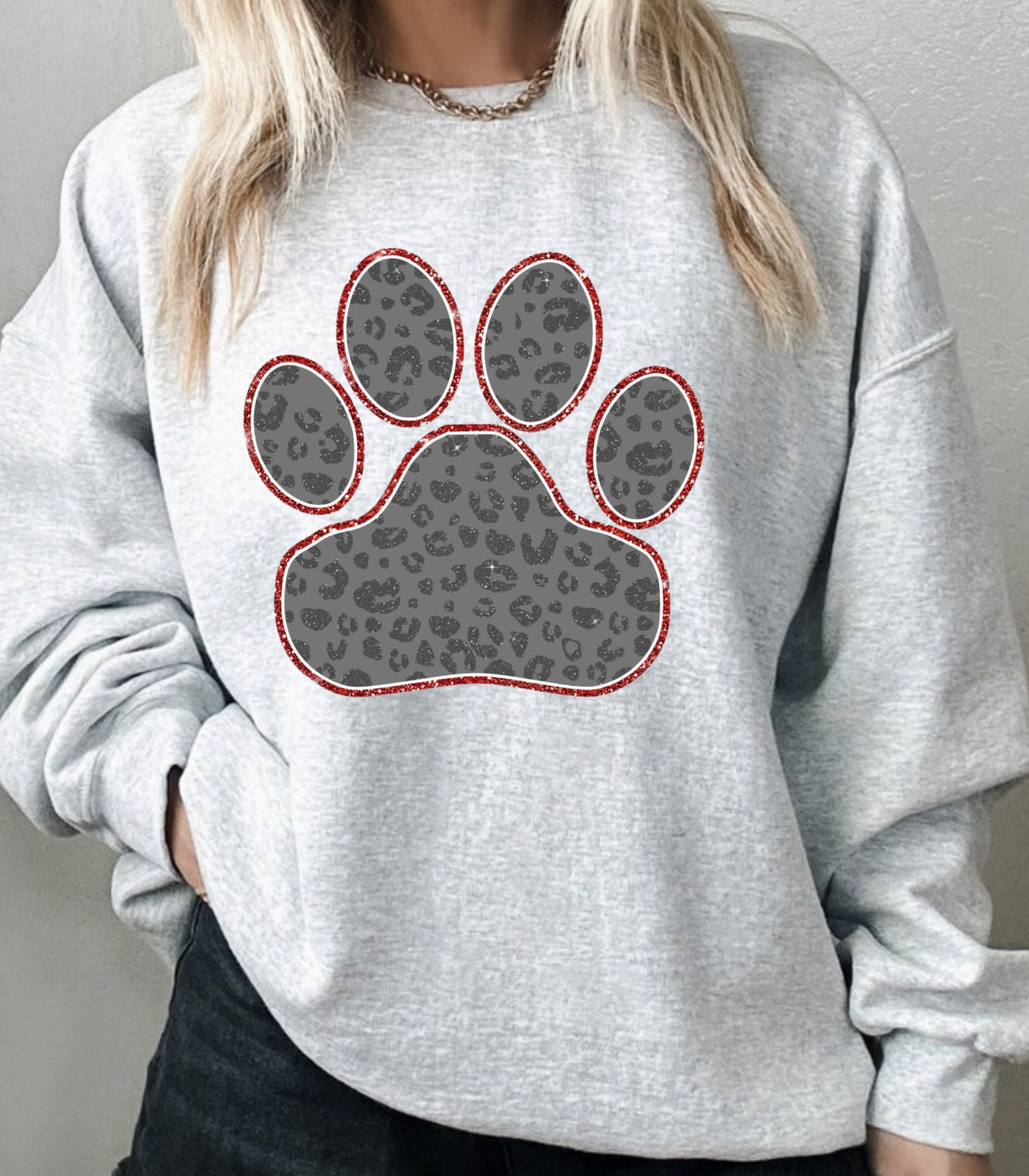 Faux Glitter Paw Print Tshirt/Sweatshirt