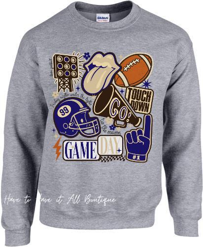 Navy & Gold Football Collage Tshirt/Sweatshirt