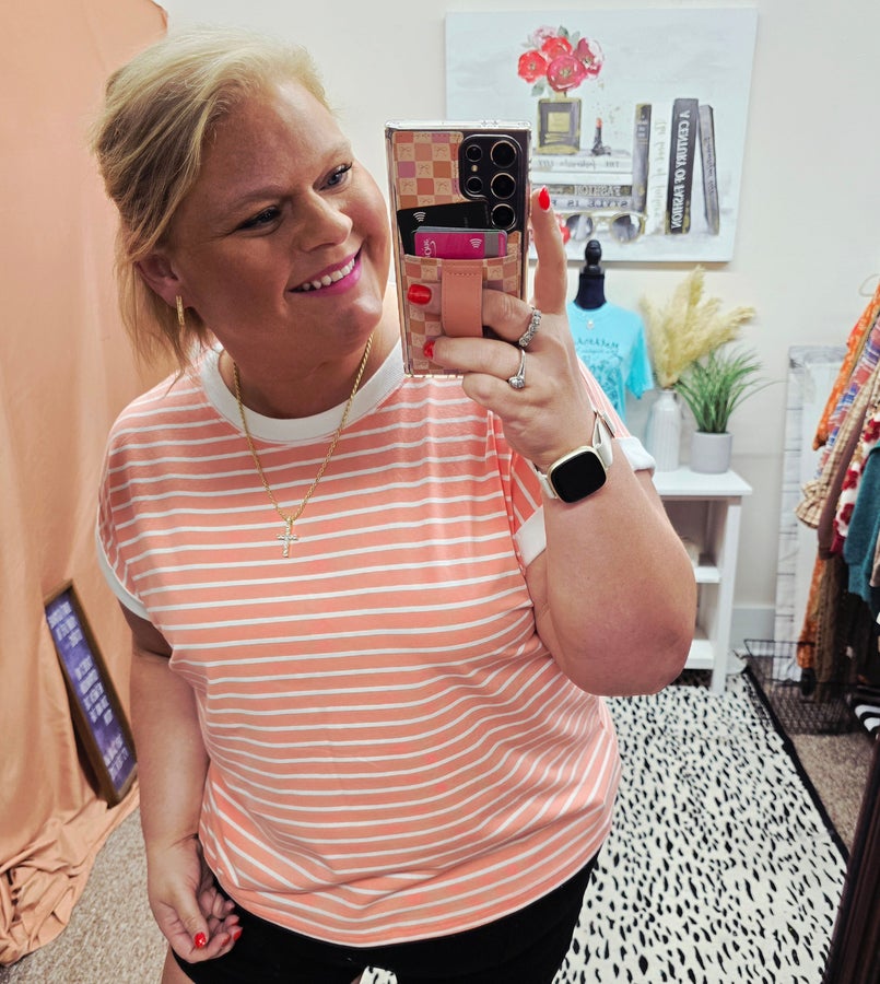 Coral Stripe Top