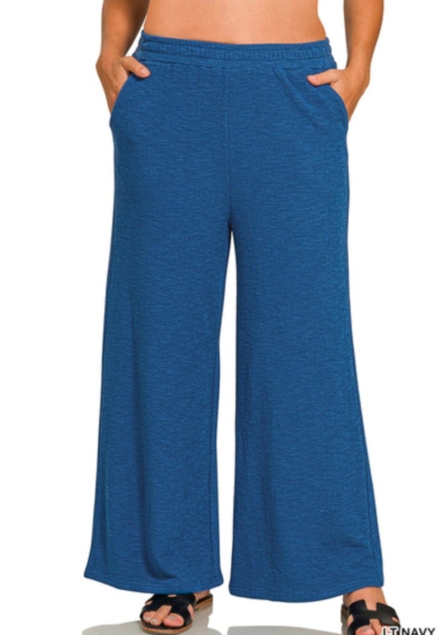 Navy Slub Pants