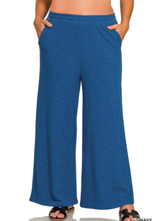 Navy Slub Pants