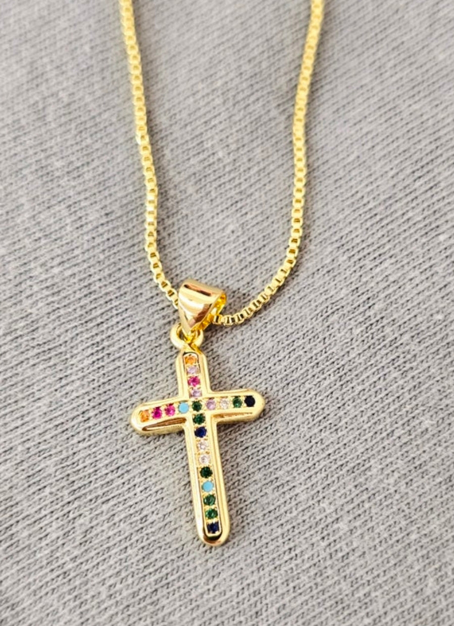 Multi Color Cross Necklace