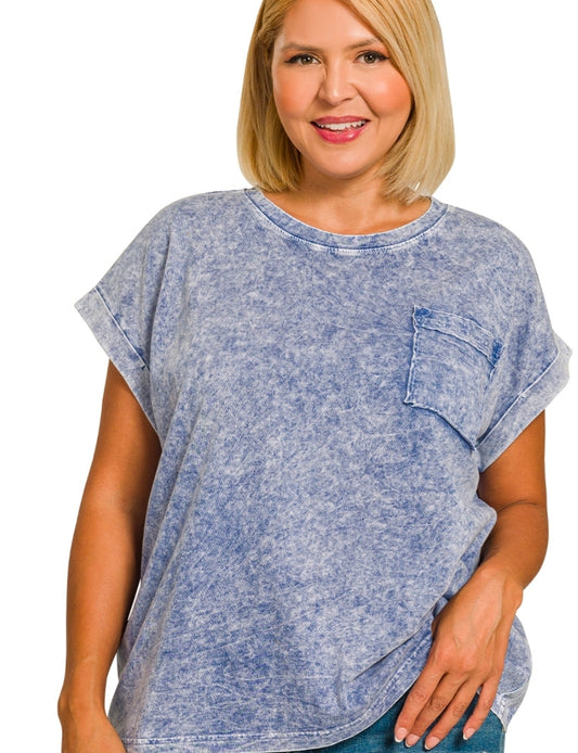 Acid Wash Navy Top