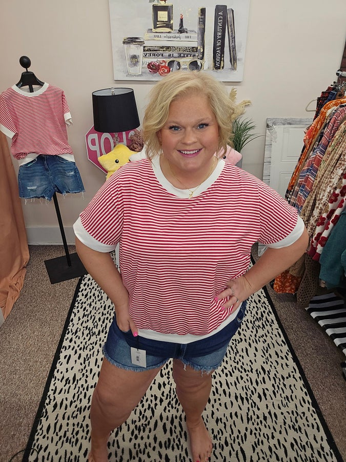 Red Stripe Casual Top